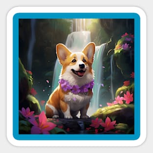 Hawaiian Corgi Sticker